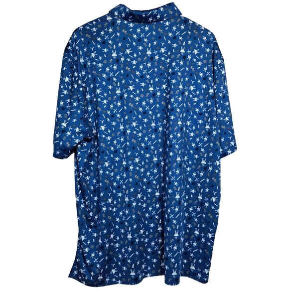 1764 Golf Performance Polo 2XL Blue BBQ Grilling Food Tailgate Print NWT‎ - Picture 2 of 7
